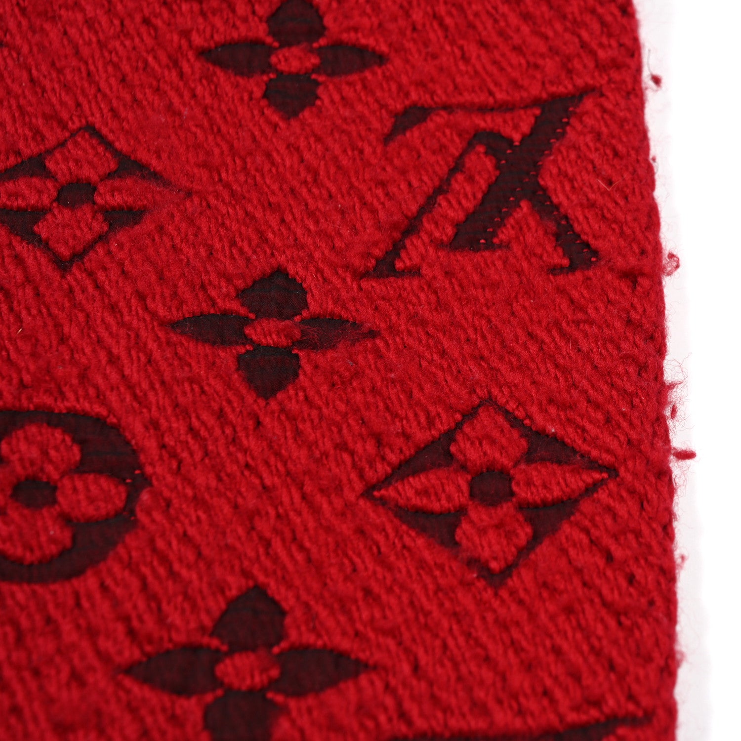 Louis Vuitton Wool Silk Logomania Scarf Cherry 5 of 6
