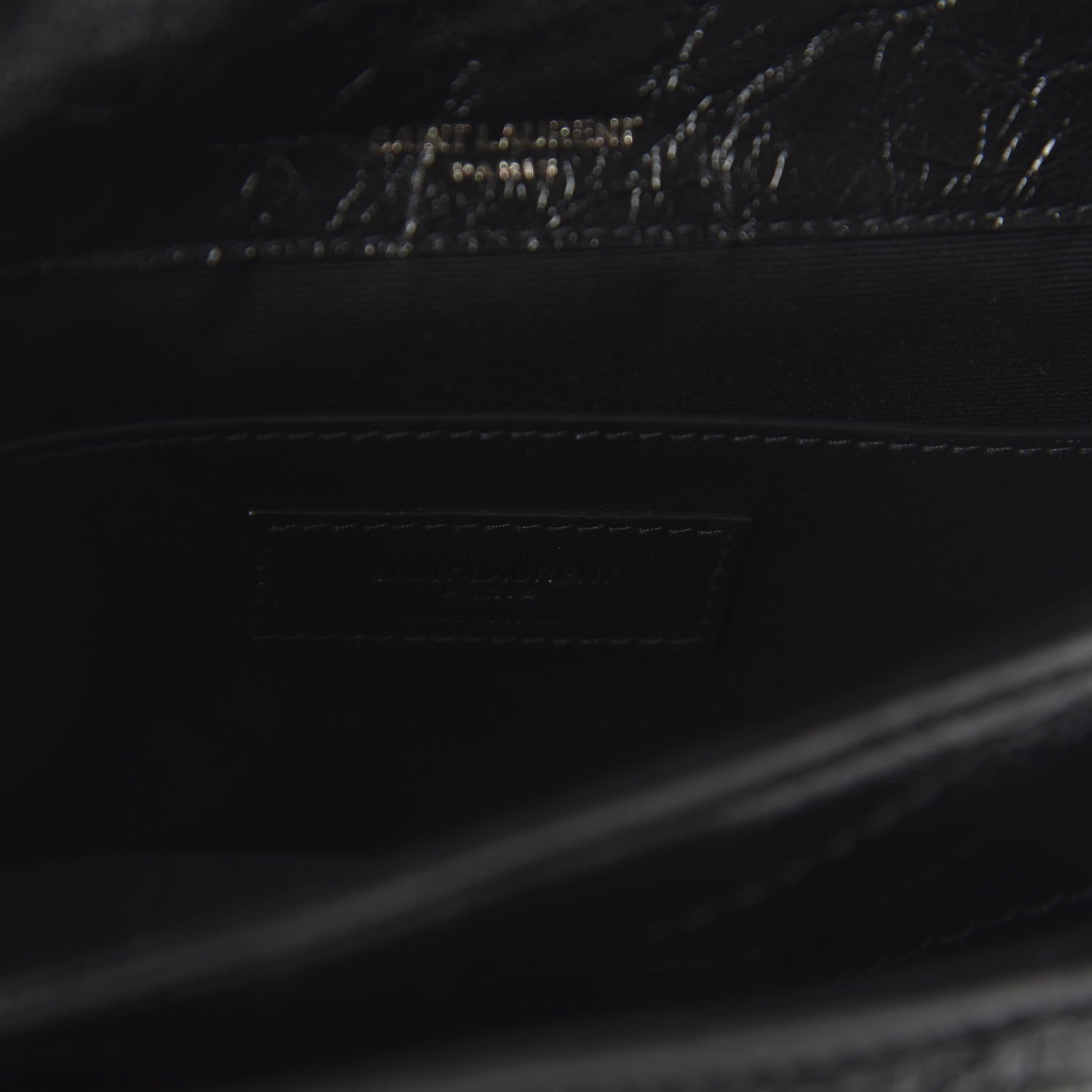Saint Laurent Crinkled Calfskin Matelasse Monogram Baby Niki Chain Satchel Black 7 of 9