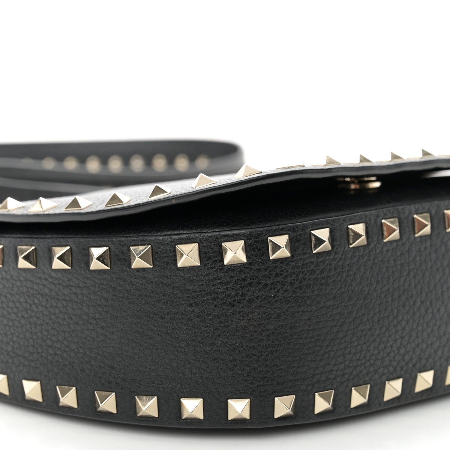 Valentino Garavani Grained Calfskin Rockstud Saddle Bag Black 8 of 12