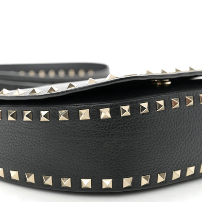 Valentino Garavani Grained Calfskin Rockstud Saddle Bag Black 8 of 12