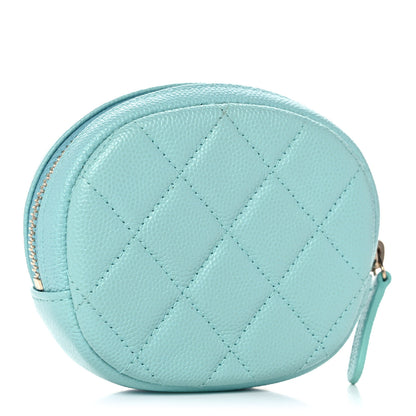 Chanel Caviar Quilted Zip Around Classic Coin Purse Light Blue 3 of 11