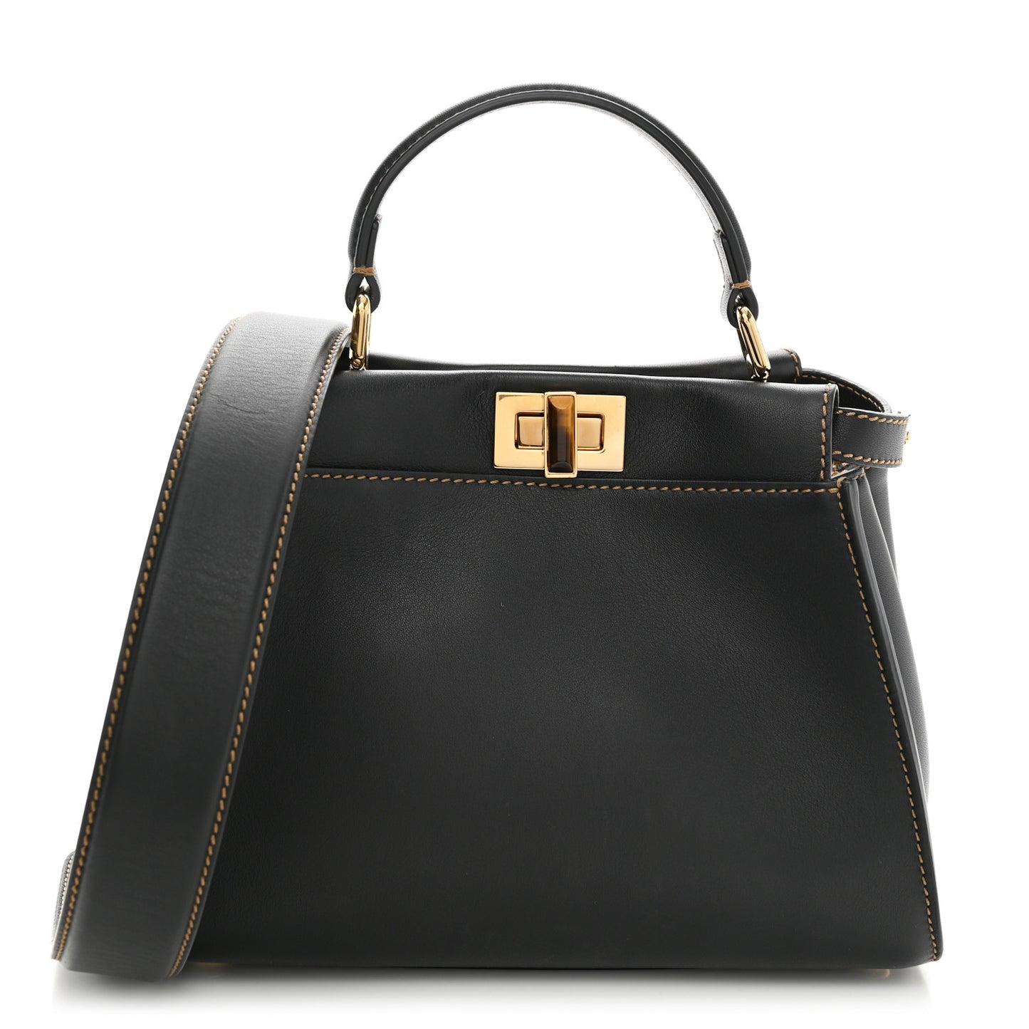 Vitello King Canvas Chinese New Year Tiger Embroidered Mini Peekaboo Iconic Satchel Black Dark Yellow