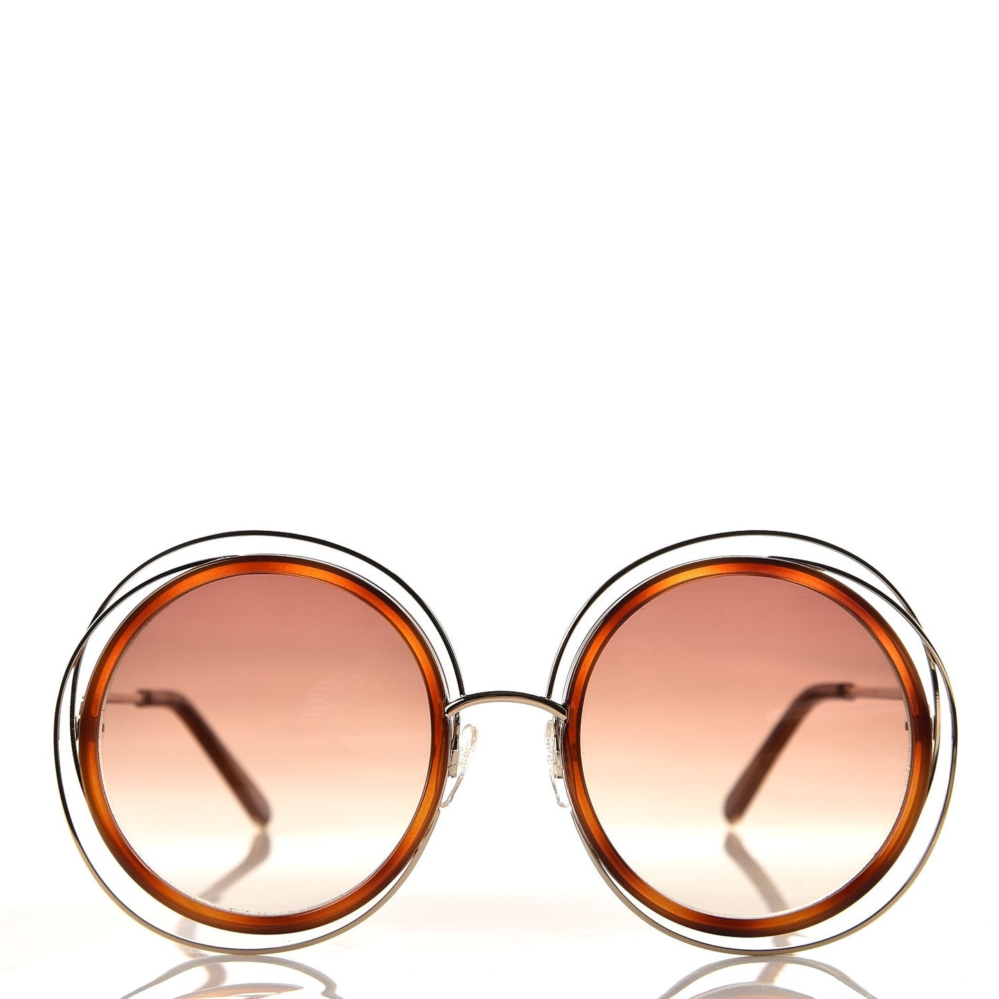 Oversized Round Carlina Sunglasses CE120S Gold Blonde Havana