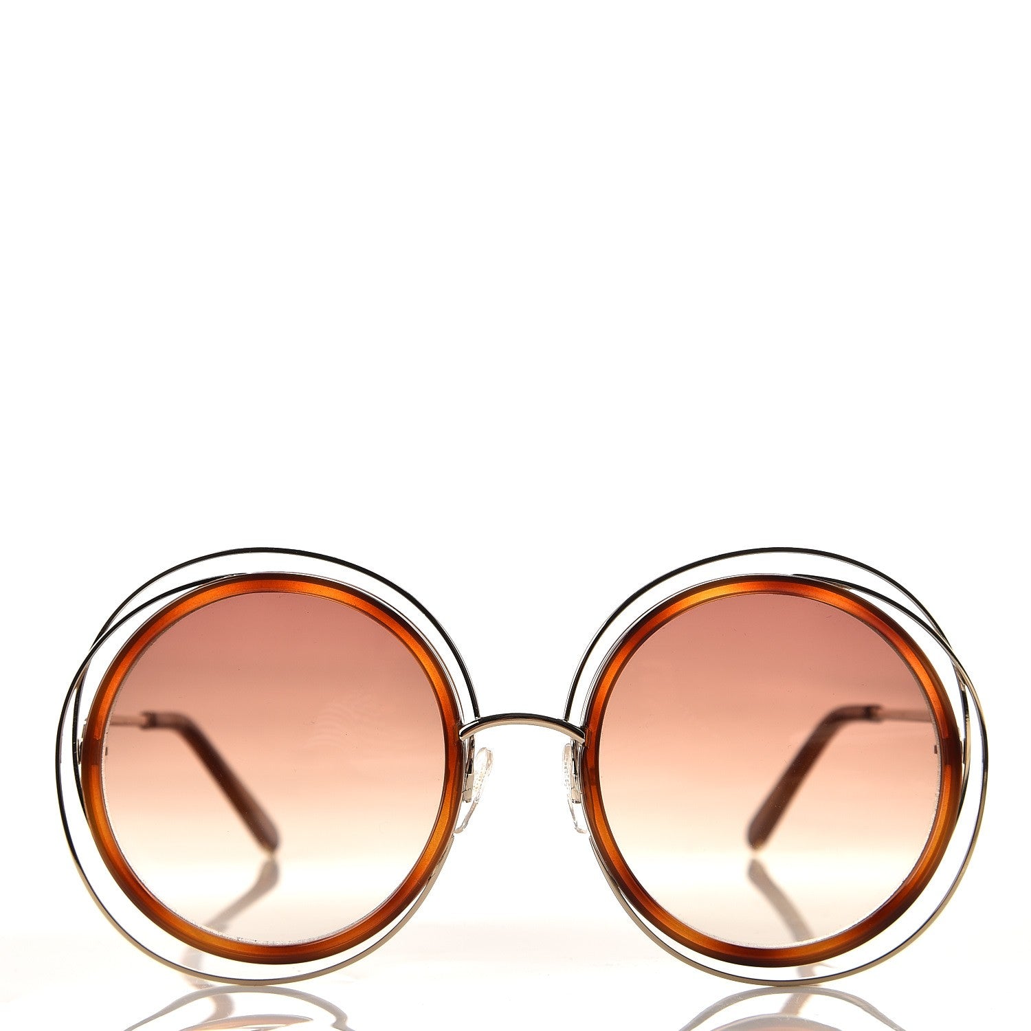 Chloe Oversized Round Carlina Sunglasses CE120S Gold Blonde Havana 2 of 7