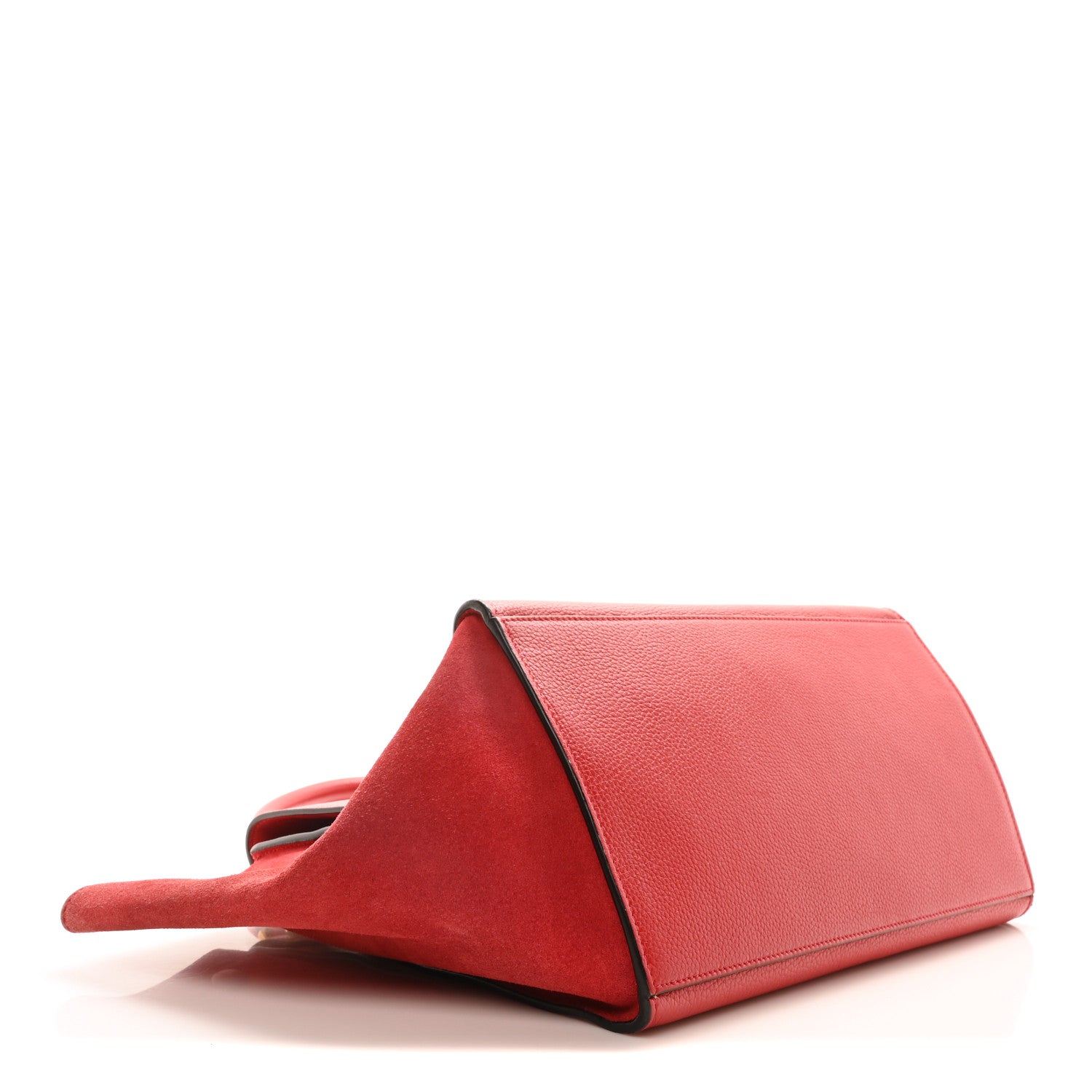 Celine Drummed Calfskin Suede Medium Trapeze Vermillion 4 of 10