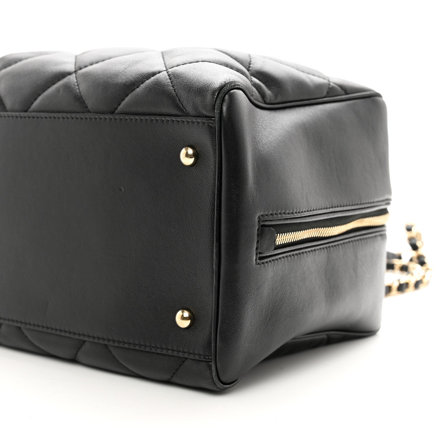 Chanel Lambskin Quilted Medium Bowling Bag Black 9 of 10