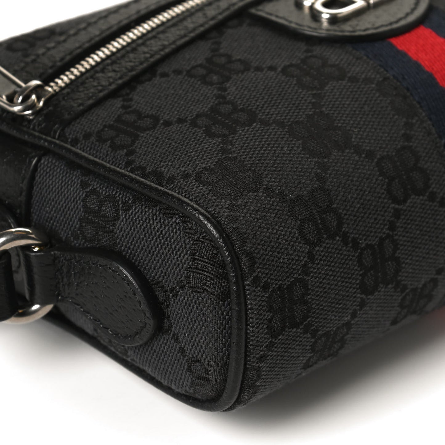 X BALENCIAGA BB Monogram Web Mini Ophidia Shoulder Bag Black