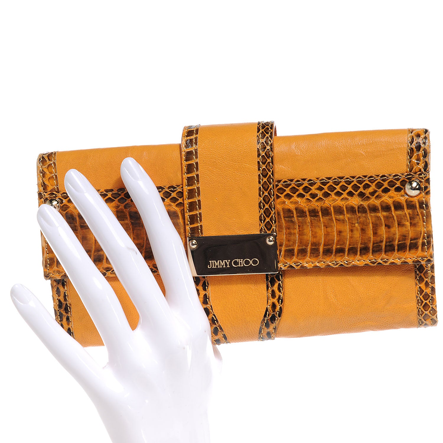 Jimmy Choo Elaphe Snakeskin Uma Wallet Yellow 2 of 8