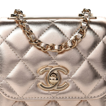 Chanel Metallic Lambskin Quilted Mini Trendy CC Clutch With Chain Gold 10 of 11