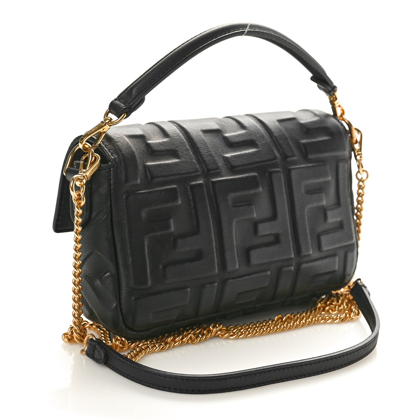 Nappa FF 1974 Embossed Mini Baguette Black