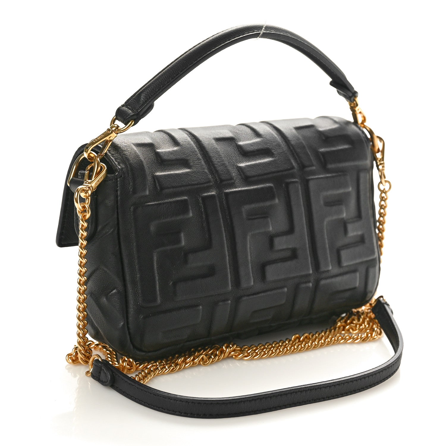 Fendi Nappa FF 1974 Embossed Mini Baguette Black 3 of 10