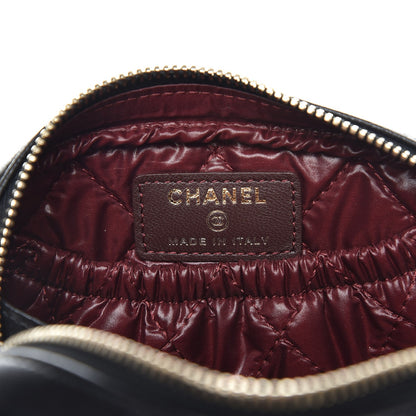 Chanel Lambskin Quilted Small Curvy Pouch Cosmetic Case Black 6 of 8