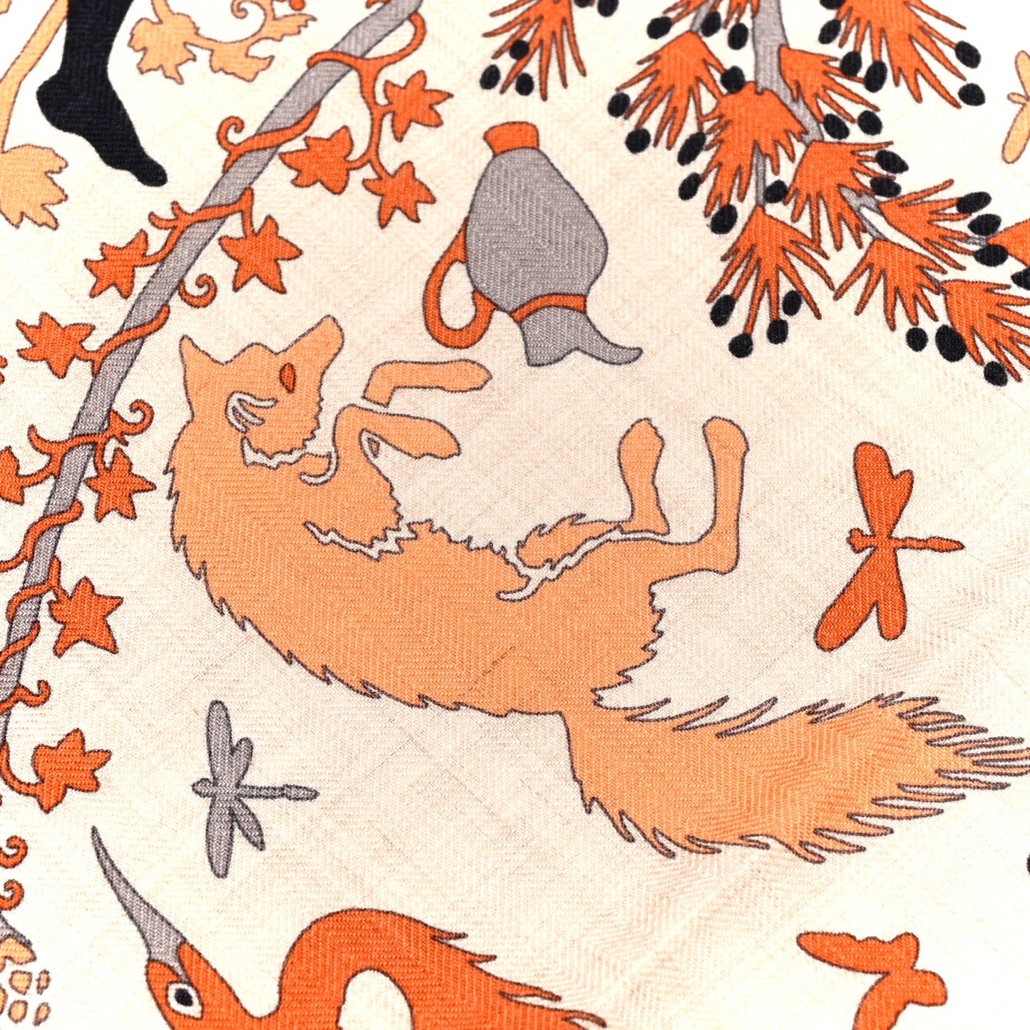 Silk Sous Le Charme d'Orphee Double Face Scarf 140 Naturel Terracotta Marine