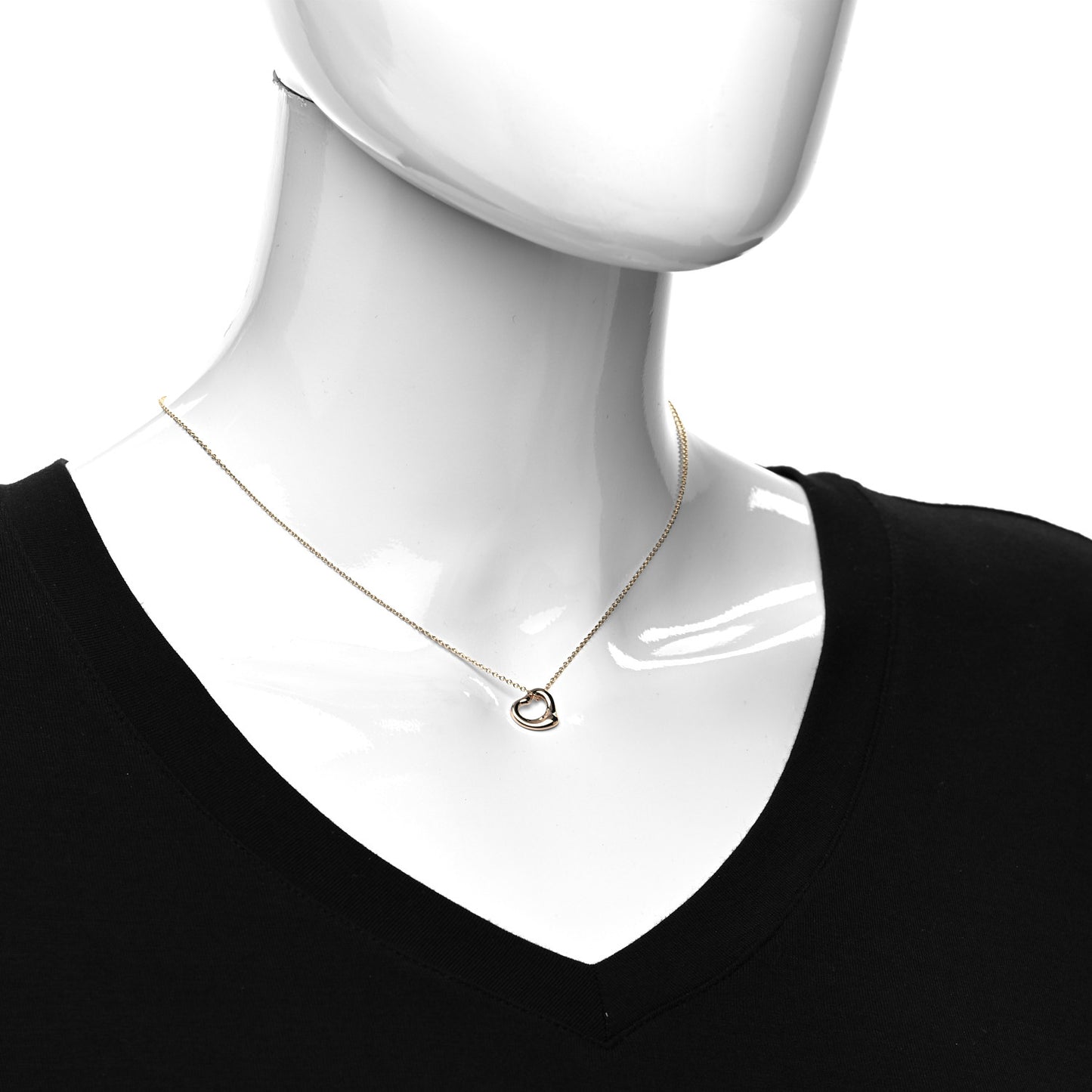 18K Rose Gold 11mm Elsa Peretti Open Heart Pendant Necklace