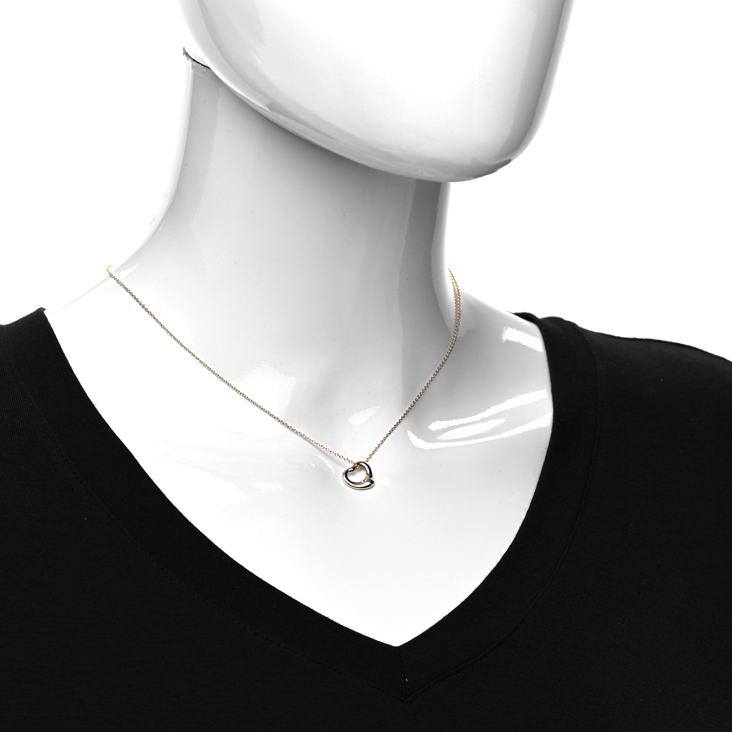 Tiffany 18K Rose Gold 11mm Elsa Peretti Open Heart Pendant Necklace 2 of 5