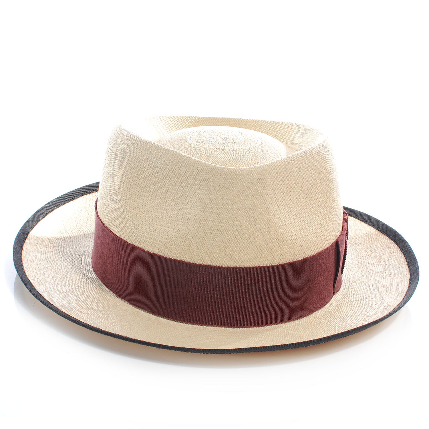 Hermes Chapeau Malibu Fedora Hat Size 59 Naturel Grenat Noir 5 of 6