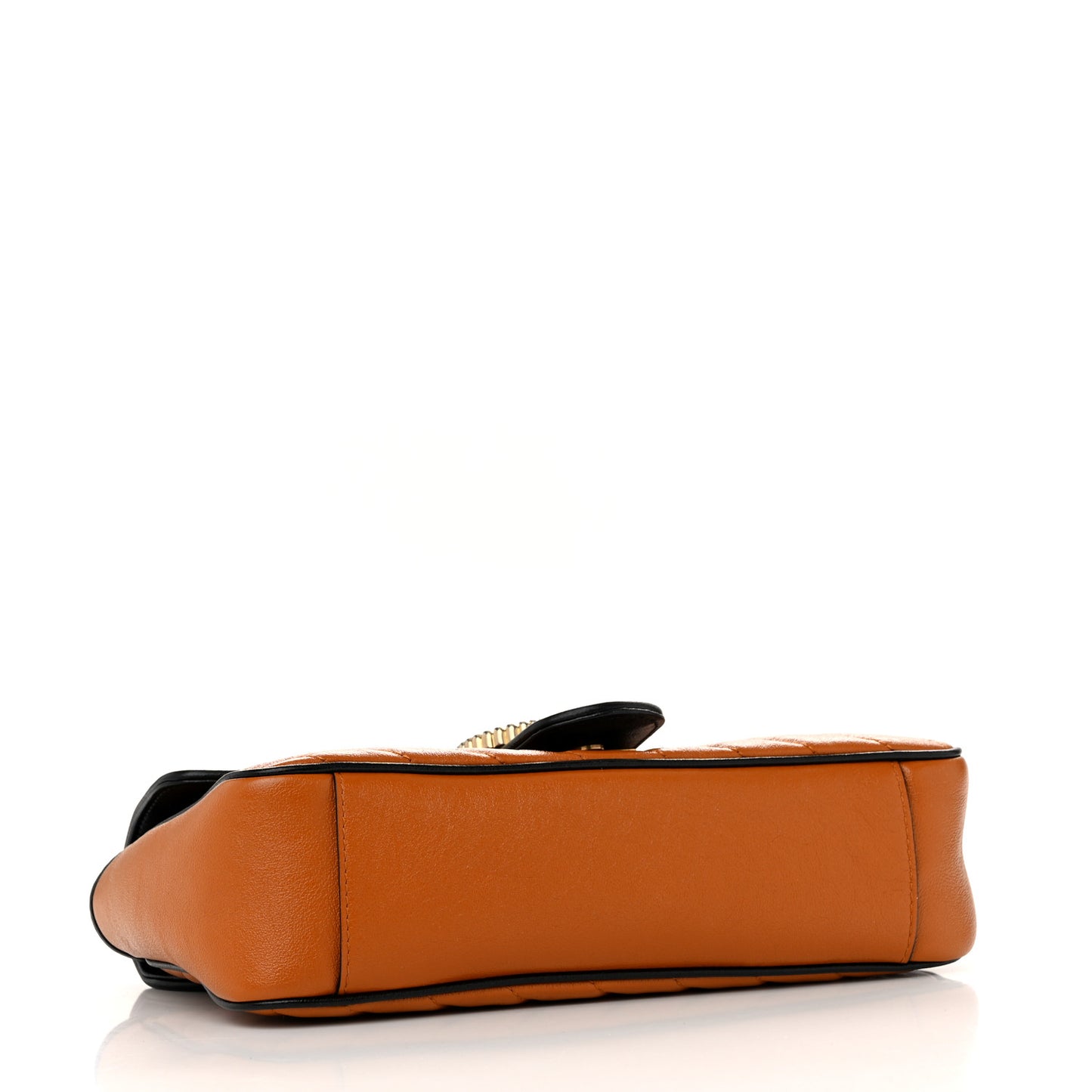 Vintage Effect Calfskin Matelasse Diagonal Small Torchon GG Marmont Shoulder Bag Cognac Black