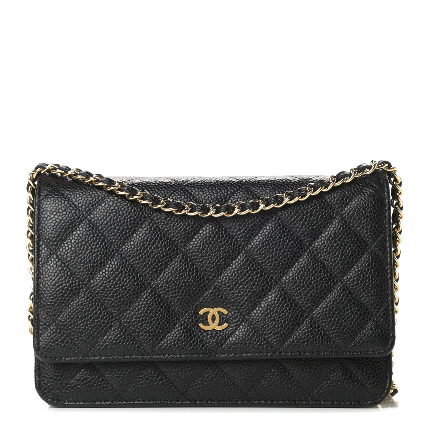 Caviar Quilted Wallet On Chain WOC Black