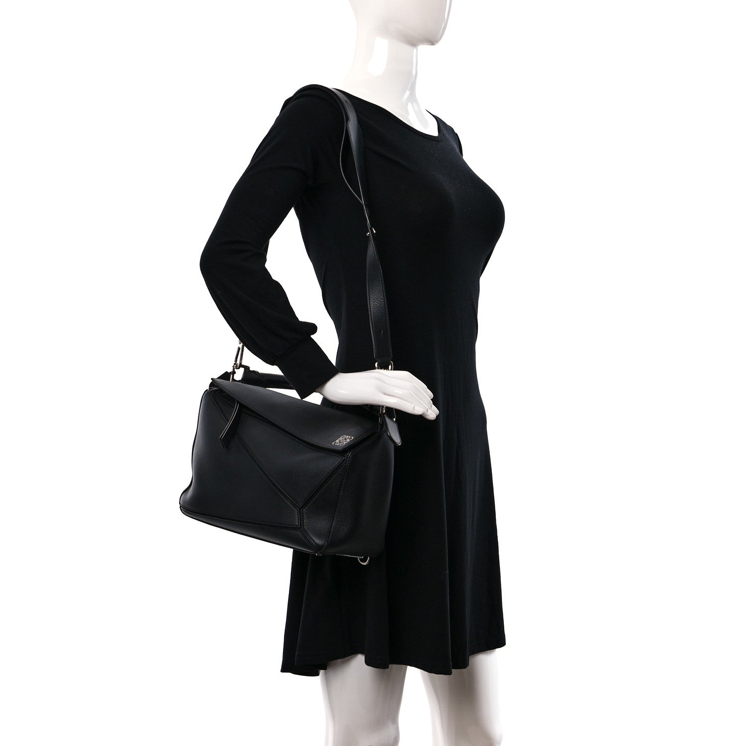 Loewe Calfskin Medium Puzzle Bag Black 2 of 8