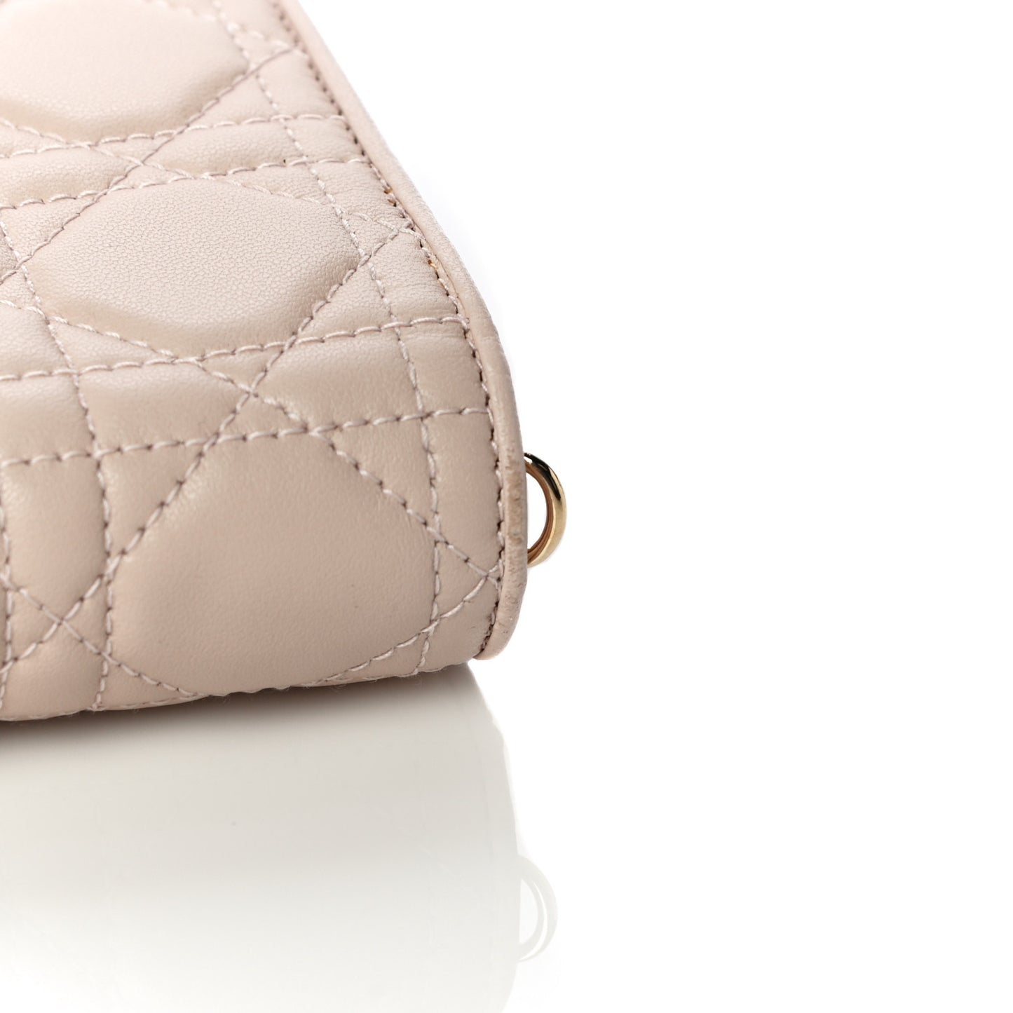 Lambskin Cannage Lady Dior Chain Wallet Beige
