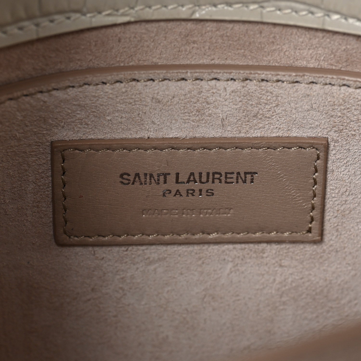 Saint Laurent Calfskin Crocodile Embossed Medium Monogram Sunset Blanc Vintage 6 of 9