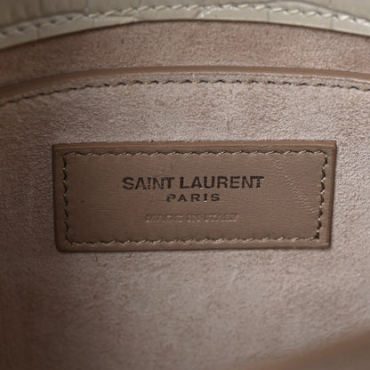 Saint Laurent Calfskin Crocodile Embossed Medium Monogram Sunset Blanc Vintage 6 of 9