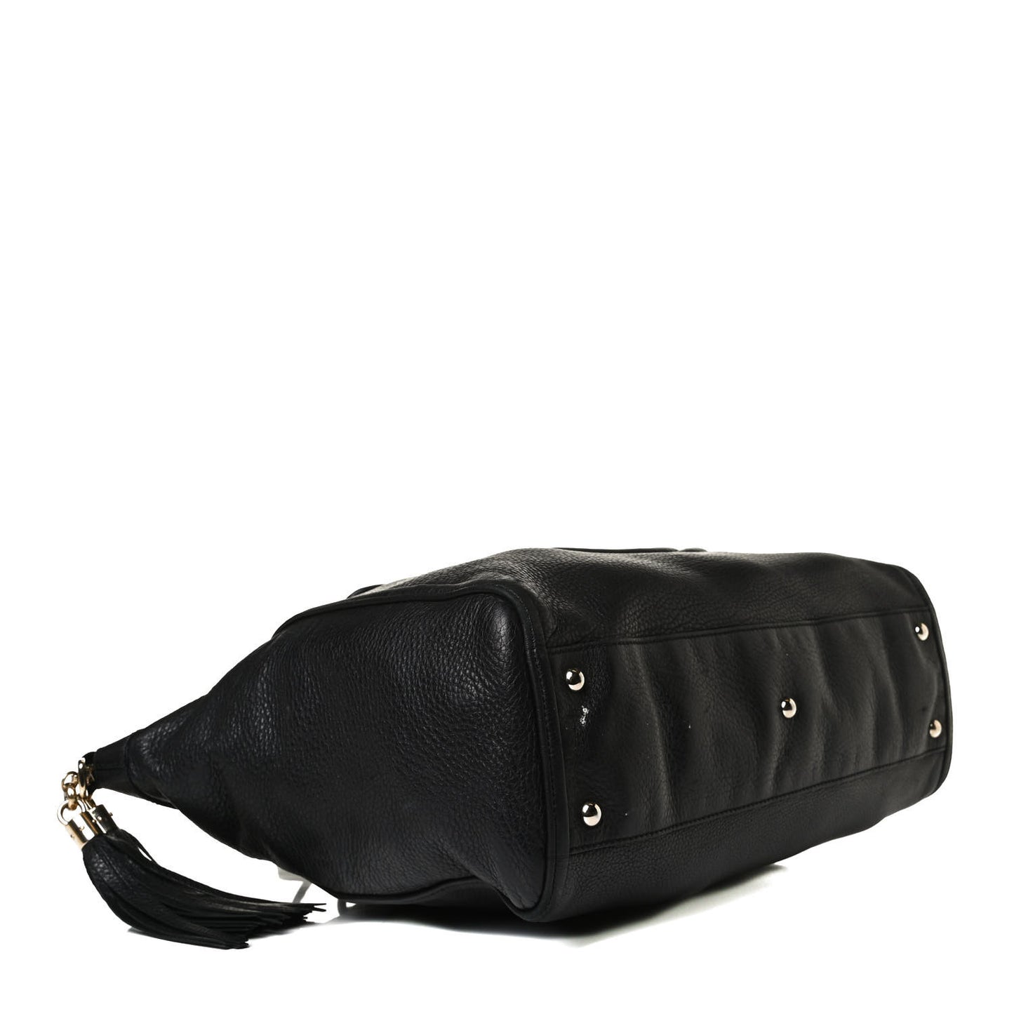 Pebbled Calfskin Large Soho Top Handle Bag Black