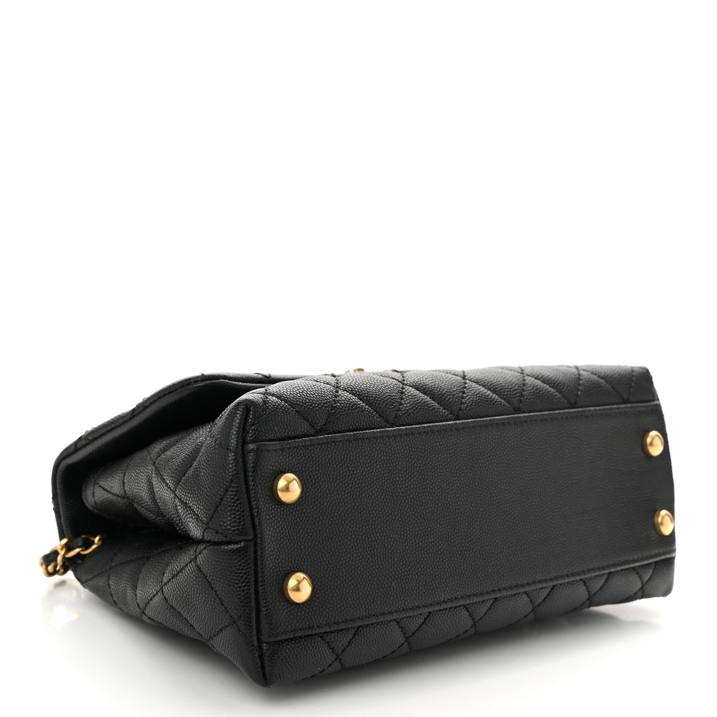 Caviar Quilted Mini Coco Handle Flap Black