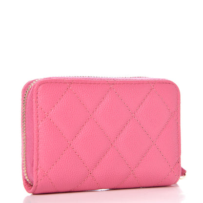 Chanel Caviar Quilted Zip Coin Purse Pink 3 of 8