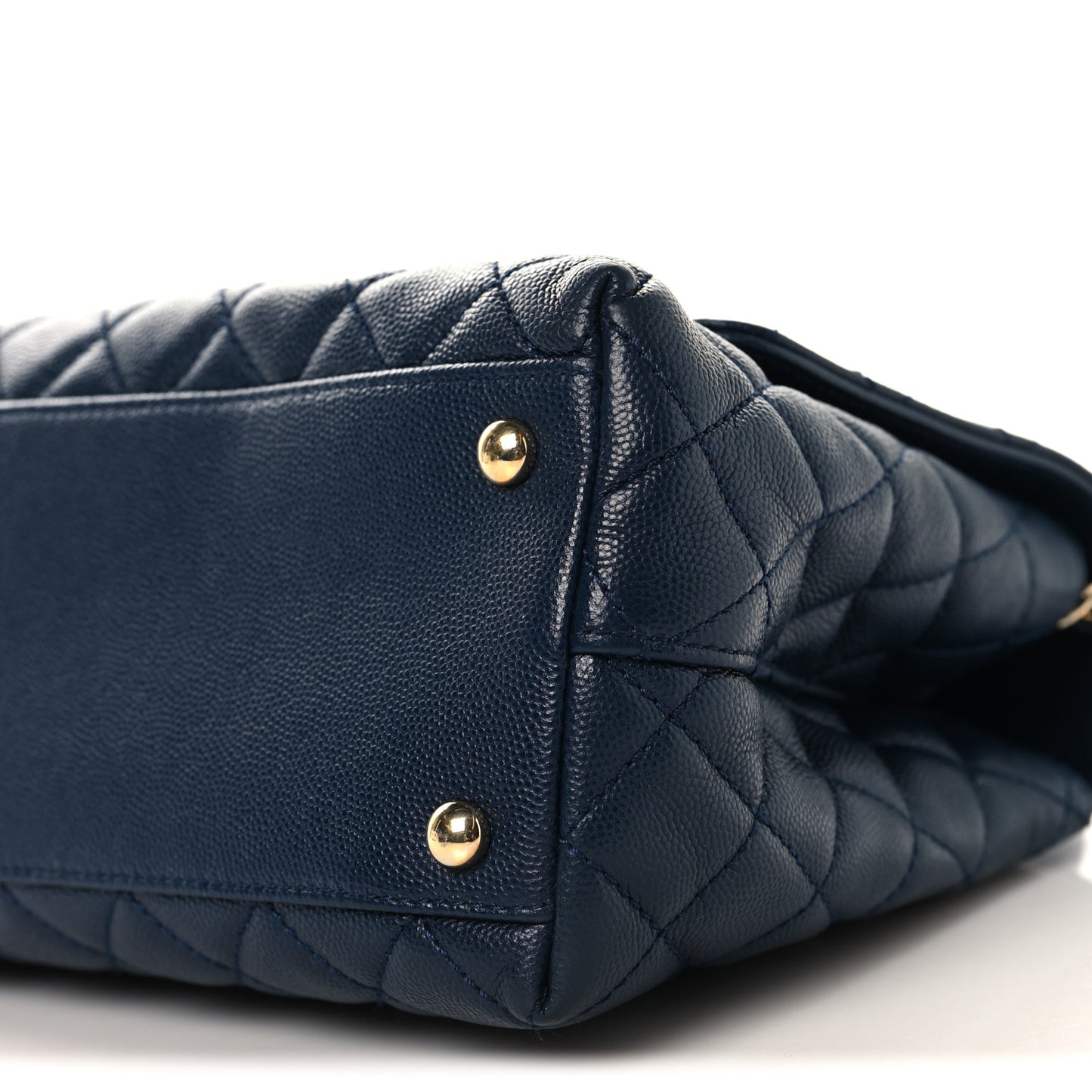 Caviar Lizard Embossed Quilted Small Coco Handle Flap Navy Blue