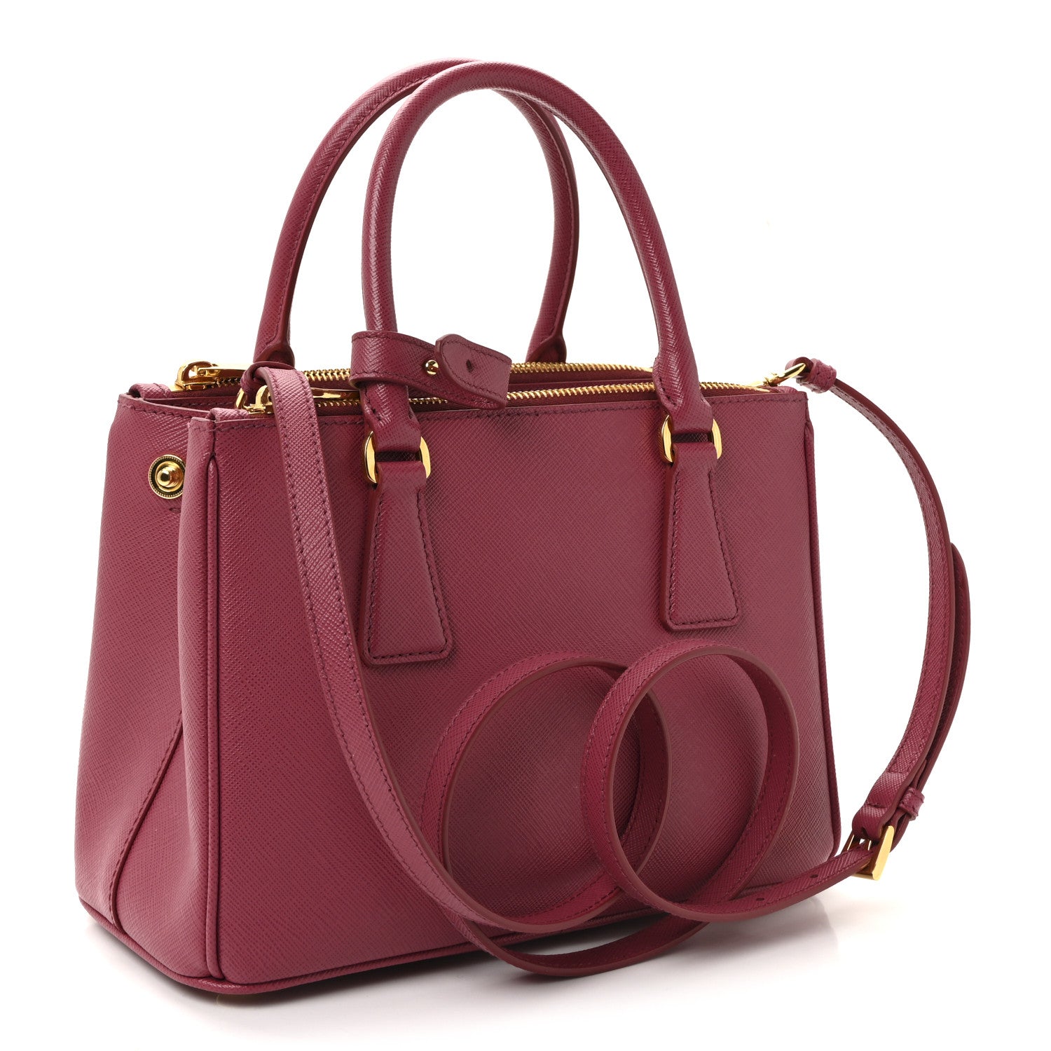 Prada Saffiano Mini Galleria Double Zip Tote Fuxia 3 of 9