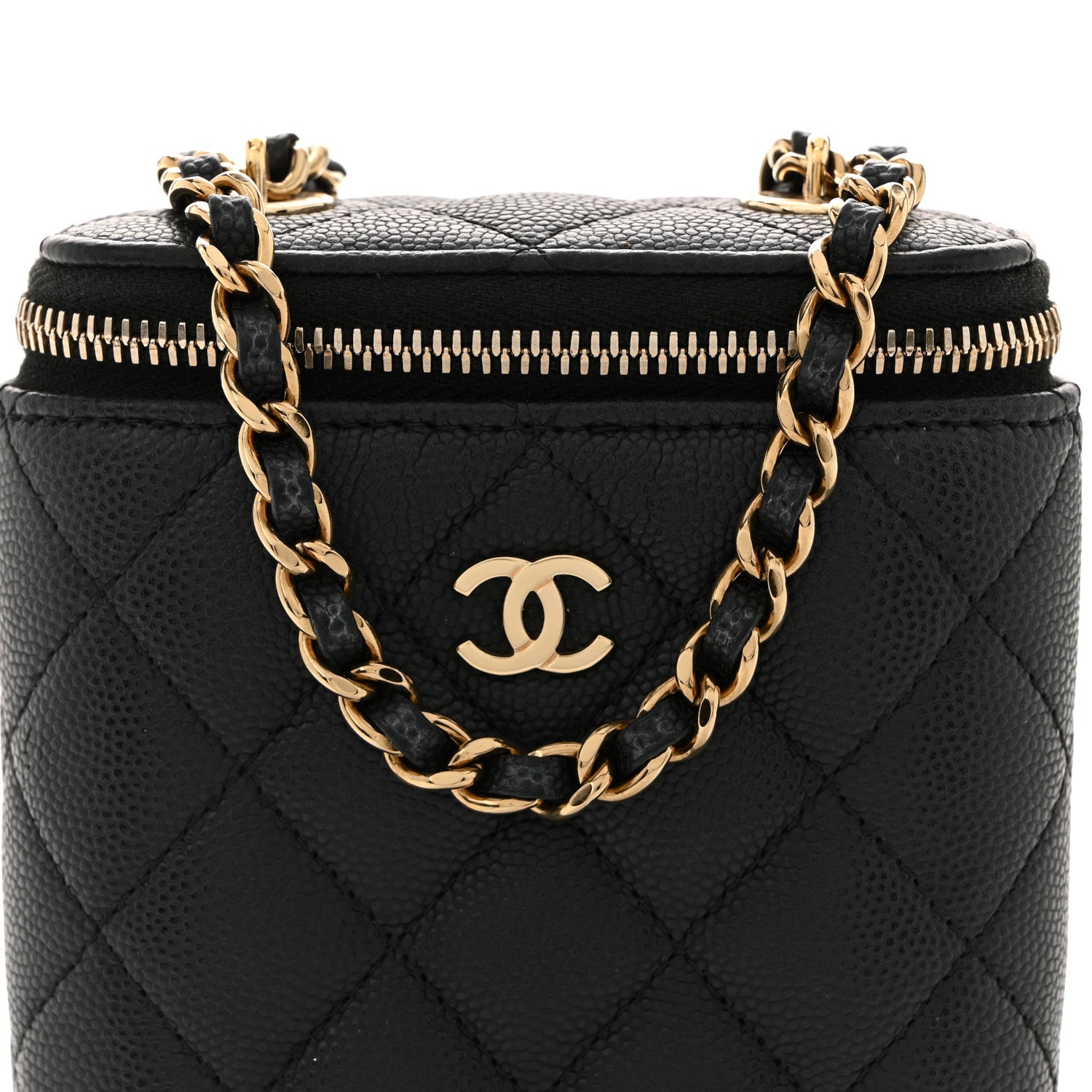 Chanel Caviar Quilted Small Vertical Coco Beauty Vanity Case With Chain Black 8 of 12