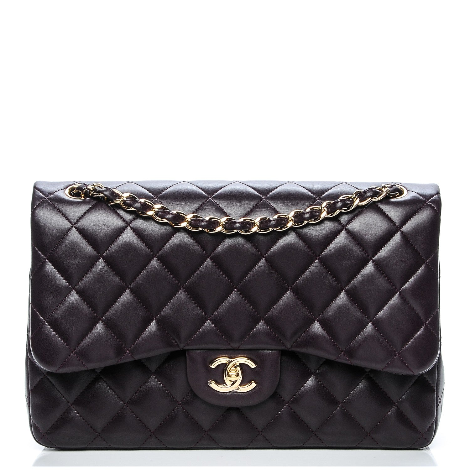 Chanel Lambskin Quilted Jumbo Double Flap Purple 1 of 9