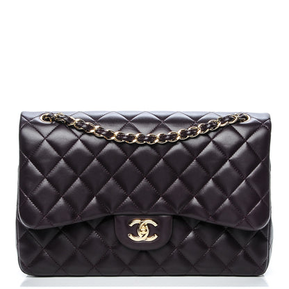 Chanel Lambskin Quilted Jumbo Double Flap Purple 1 of 9