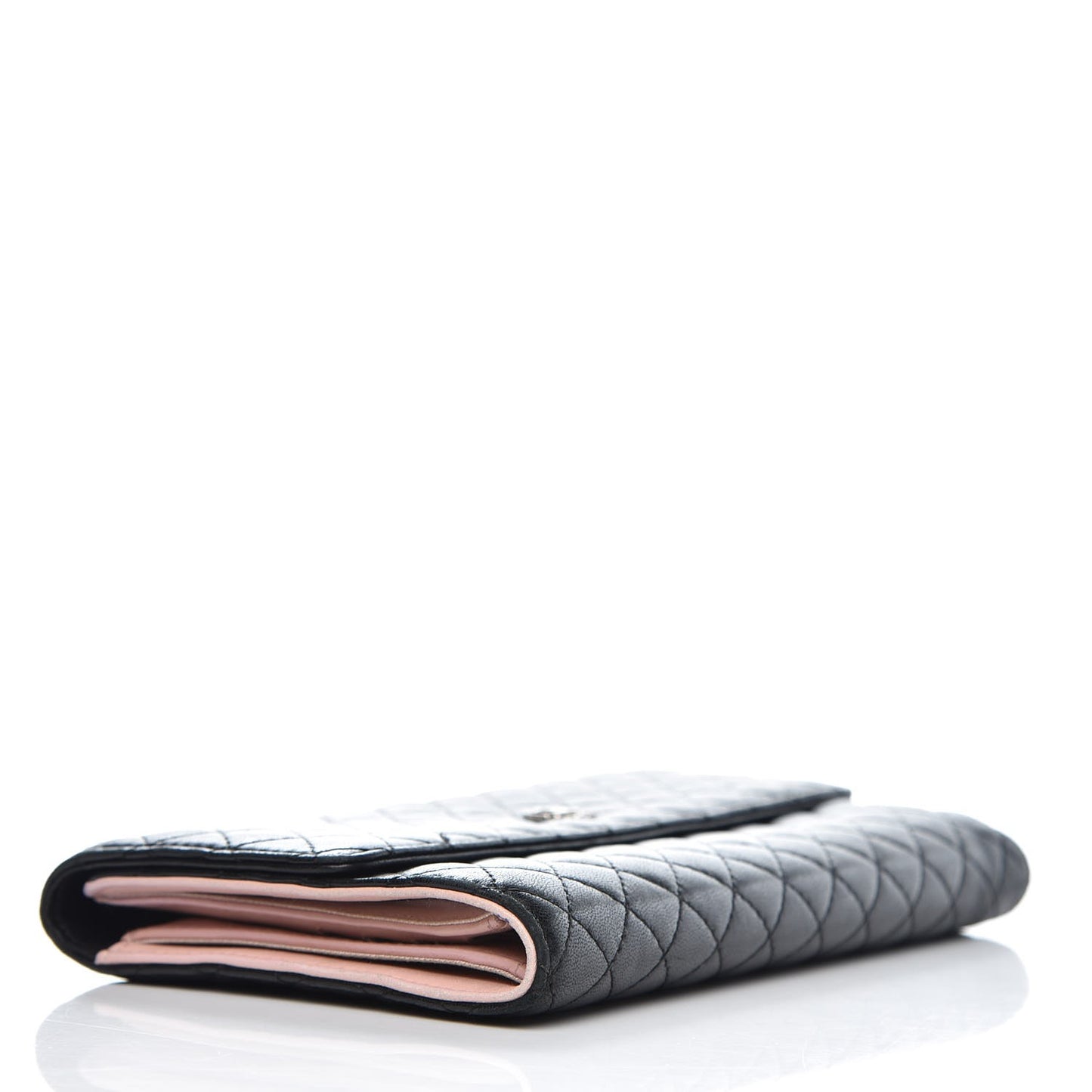 Lambskin Micro Quilted Tri-Fold Wallet Black