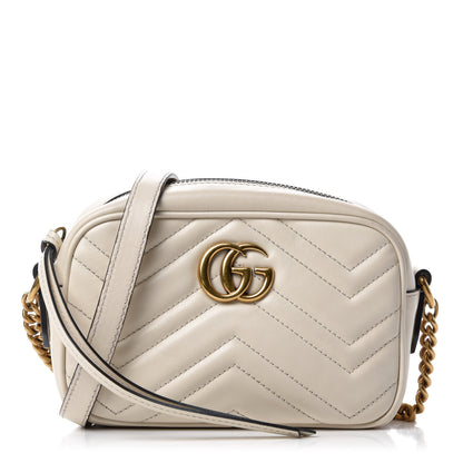 Gucci Calfskin Matelasse Mini GG Marmont Chain Shoulder Bag White 1 of 13