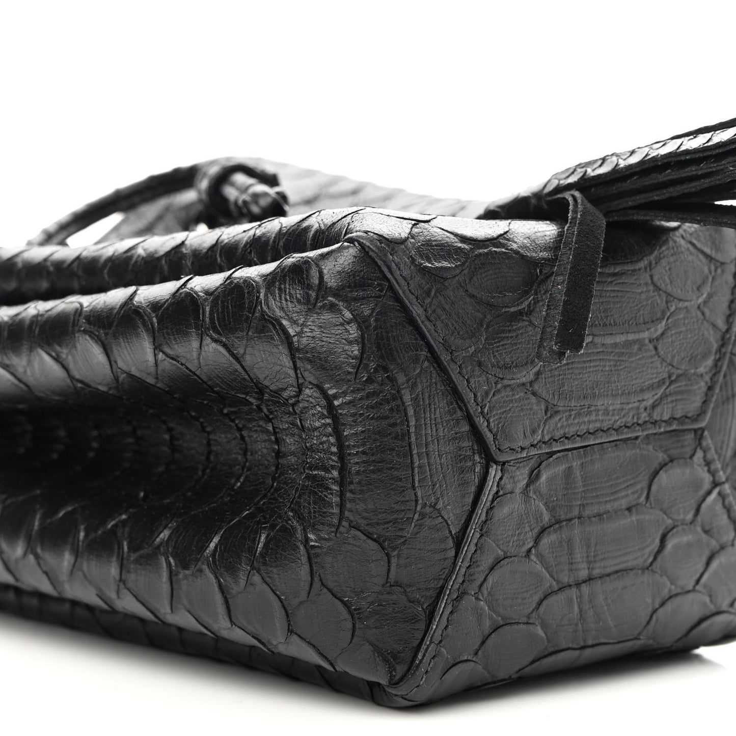 Calfskin Python Embossed Mini Monogram Bucket Crossbody Bag Black