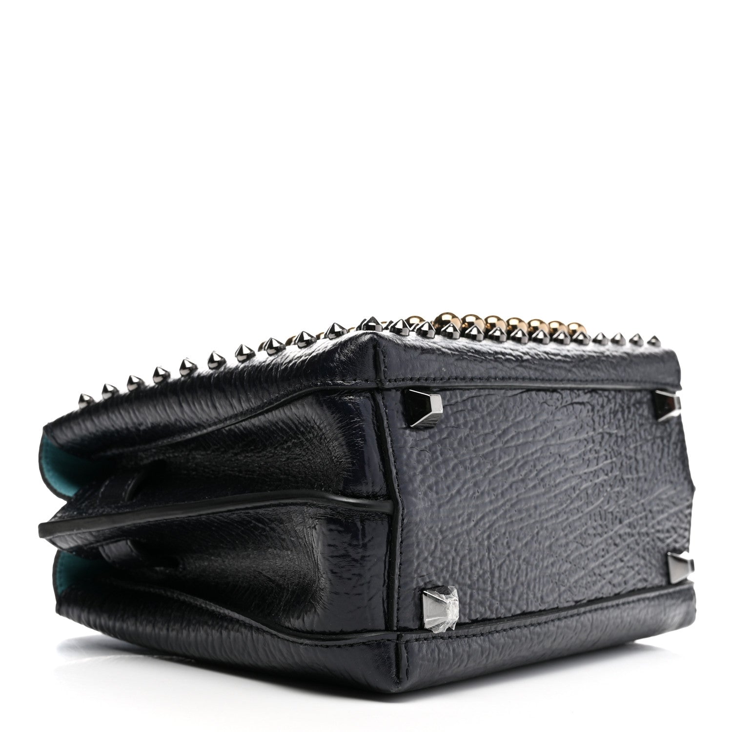 MCM Calfskin Studded Mini Milla Tote Blue 3 of 8