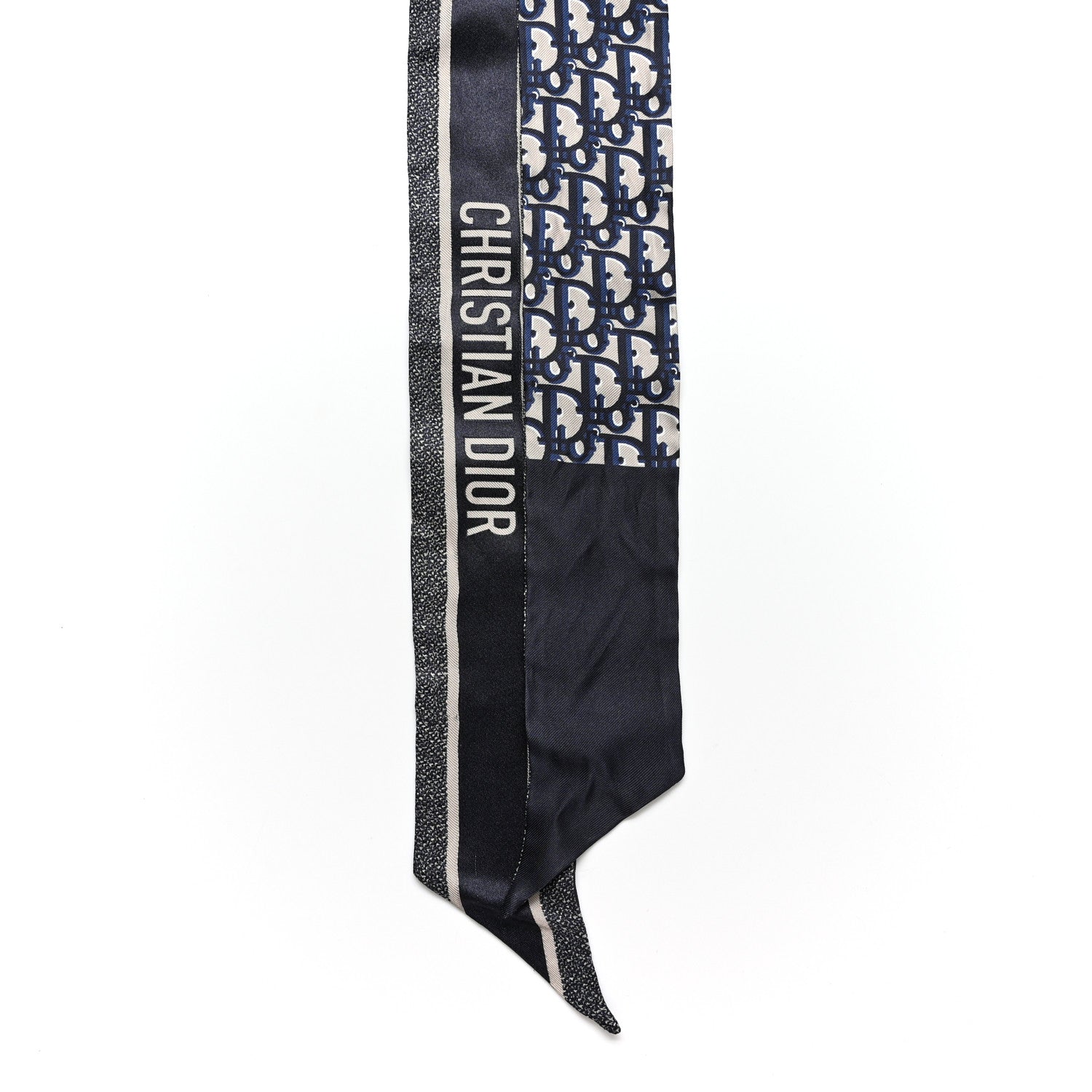 Christian Dior Silk Oblique Mitzah Scarf Blue 2 of 9