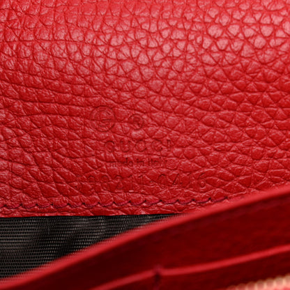 Gucci Pebbled Calfskin Soho Wallet on Chain Hibiscus Red 6 of 9