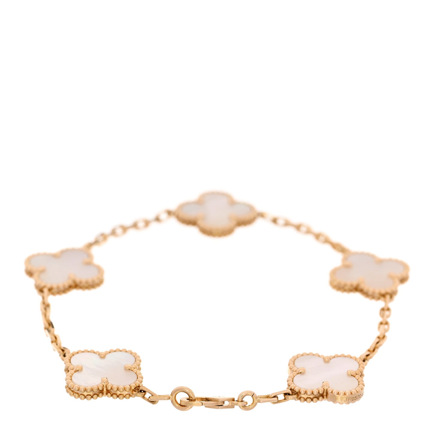 18K Yellow Gold Mother of Pearl 5 Motifs Vintage Alhambra Bracelet