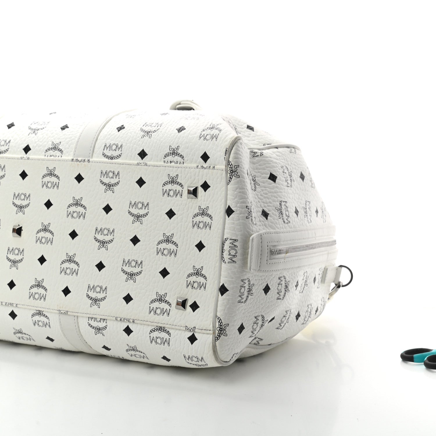 MCM Visetos Large Traveler Weekender Bag White 7 of 7