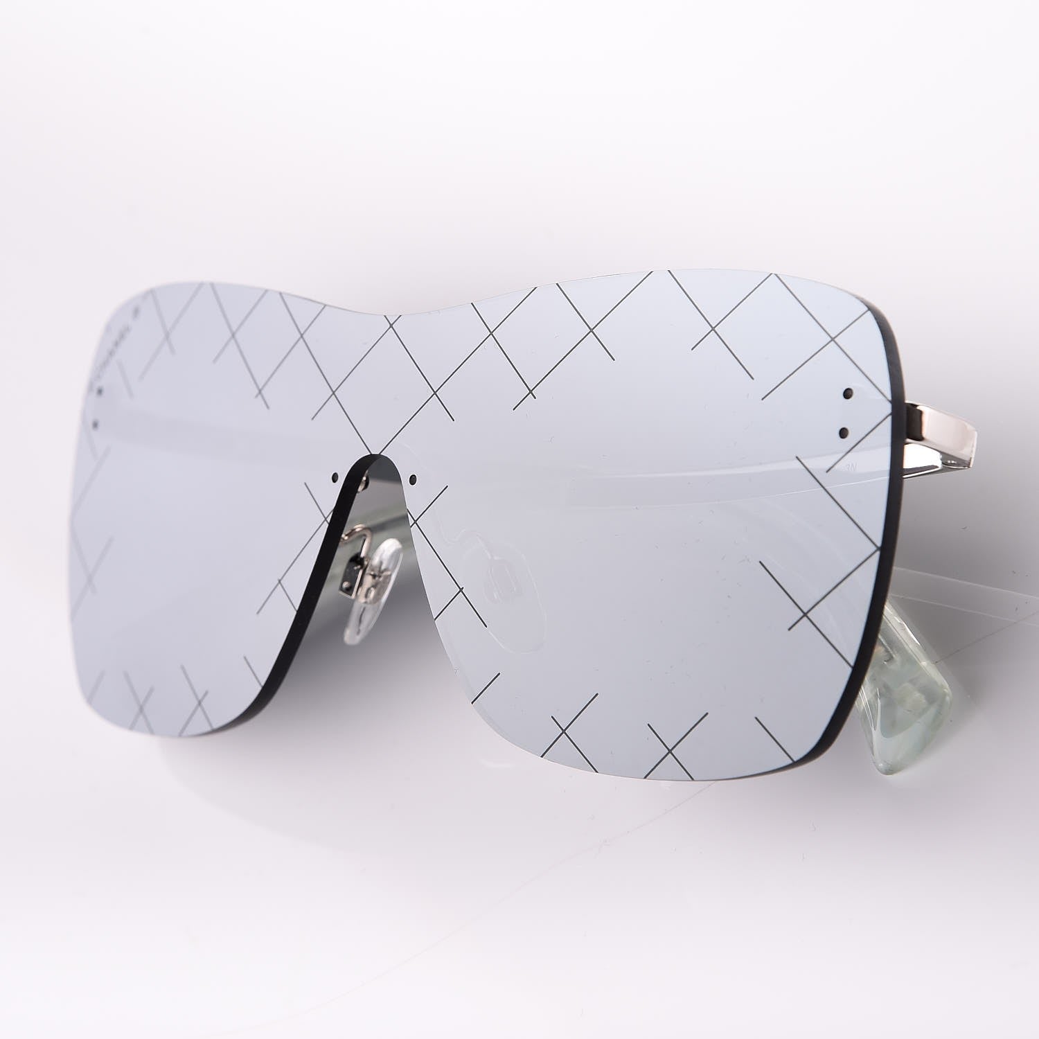 Chanel Shield Runway Sunglasses 4215 Silver Blue Mirror 9 of 10