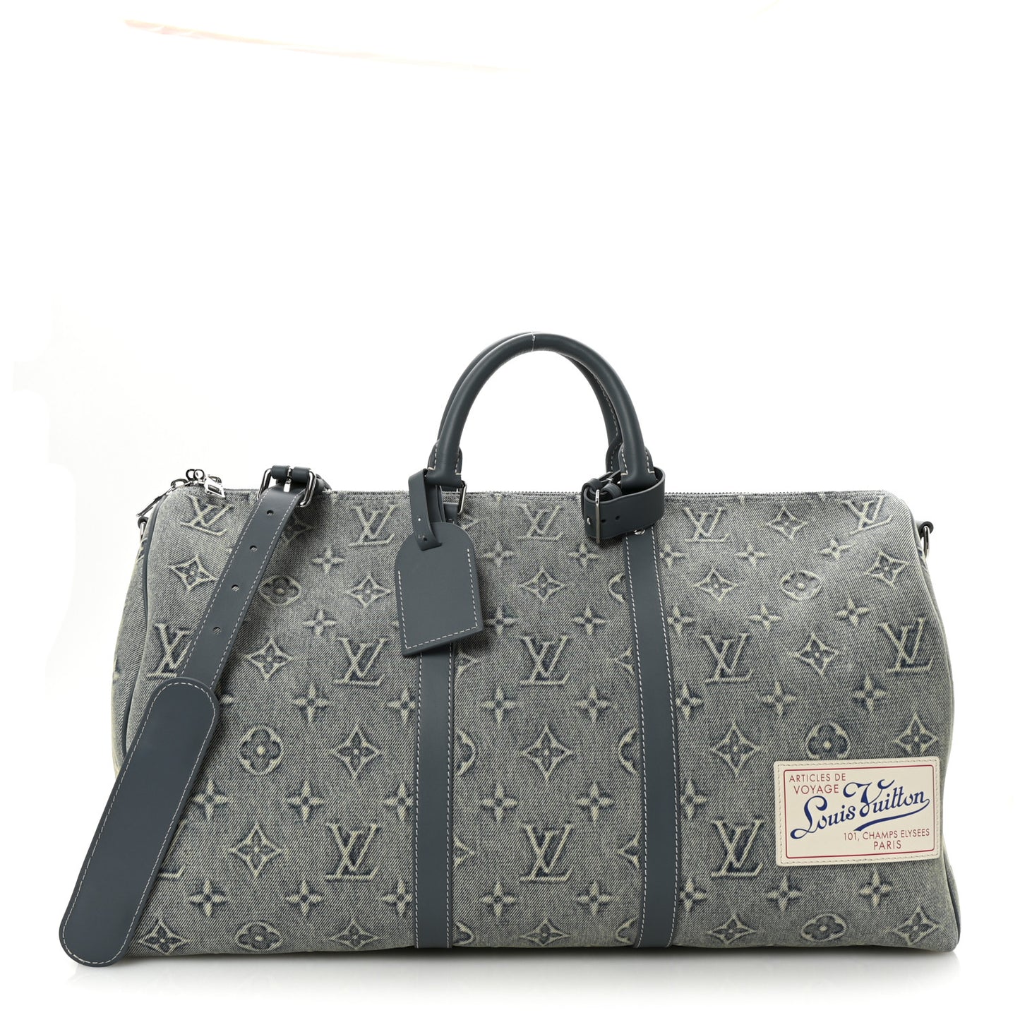 Monogram Washed Denim Keepall Bandouliere 50 Blue