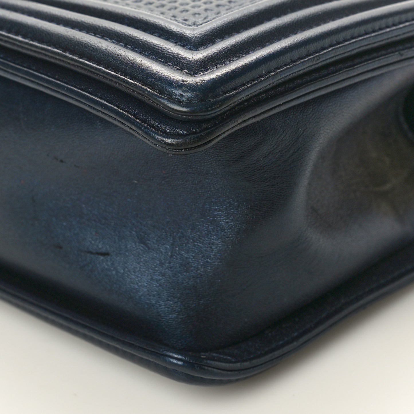 Lambskin Embossed Medium Boy Cube Flap Navy