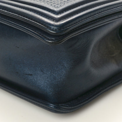 Chanel Lambskin Embossed Medium Boy Cube Flap Navy 10 of 11