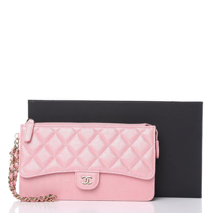 Chanel Iridescent Caviar Quilted Classic Pouch With Handle Rose Pink 10 of 12