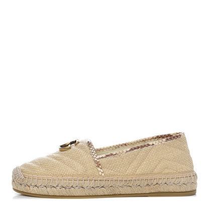 Gucci Straw Elaphe Matelasse GG Marmont Espadrilles 38 Natural Cream Brown 1 of 12