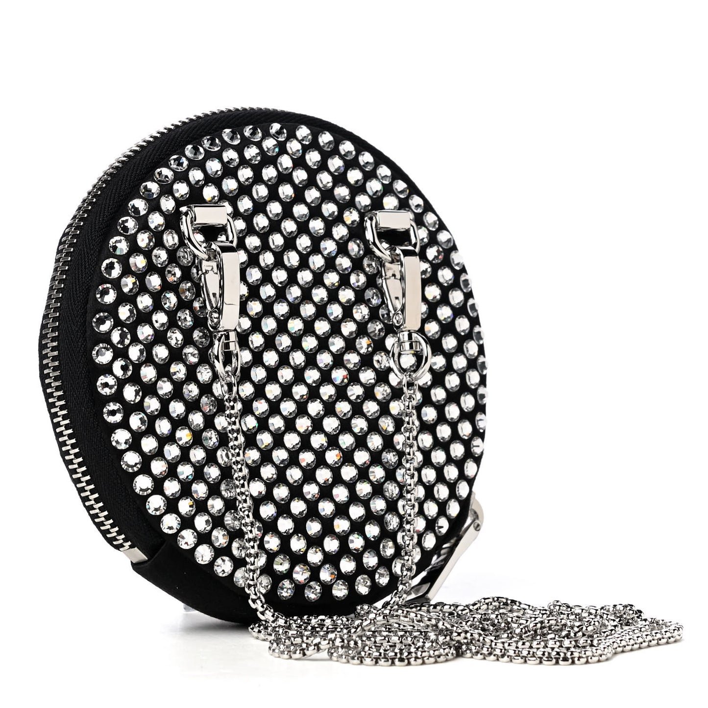 Satin Crystal Round Shoulder Bag Cristal