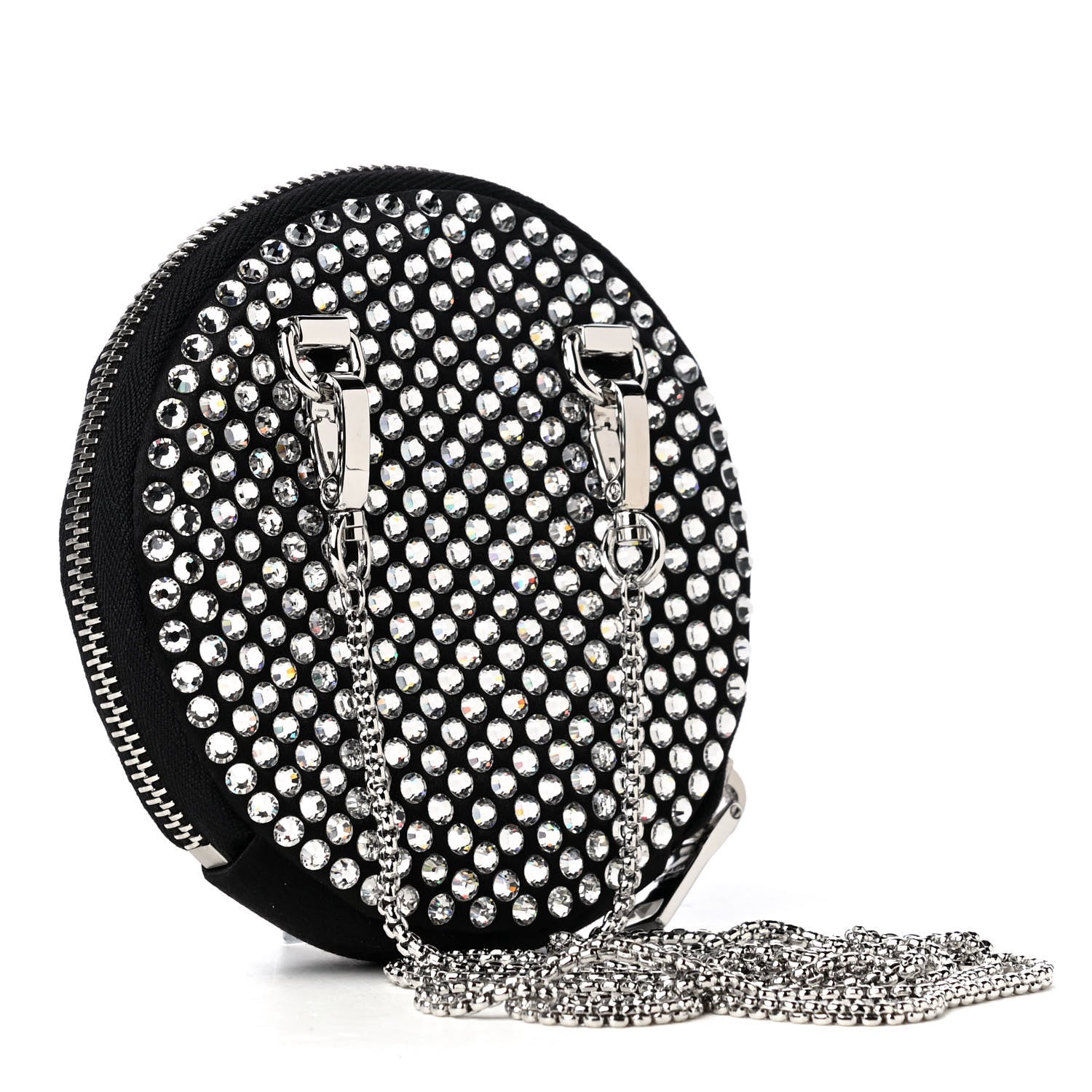 Prada Satin Crystal Round Shoulder Bag Cristal 2 of 4